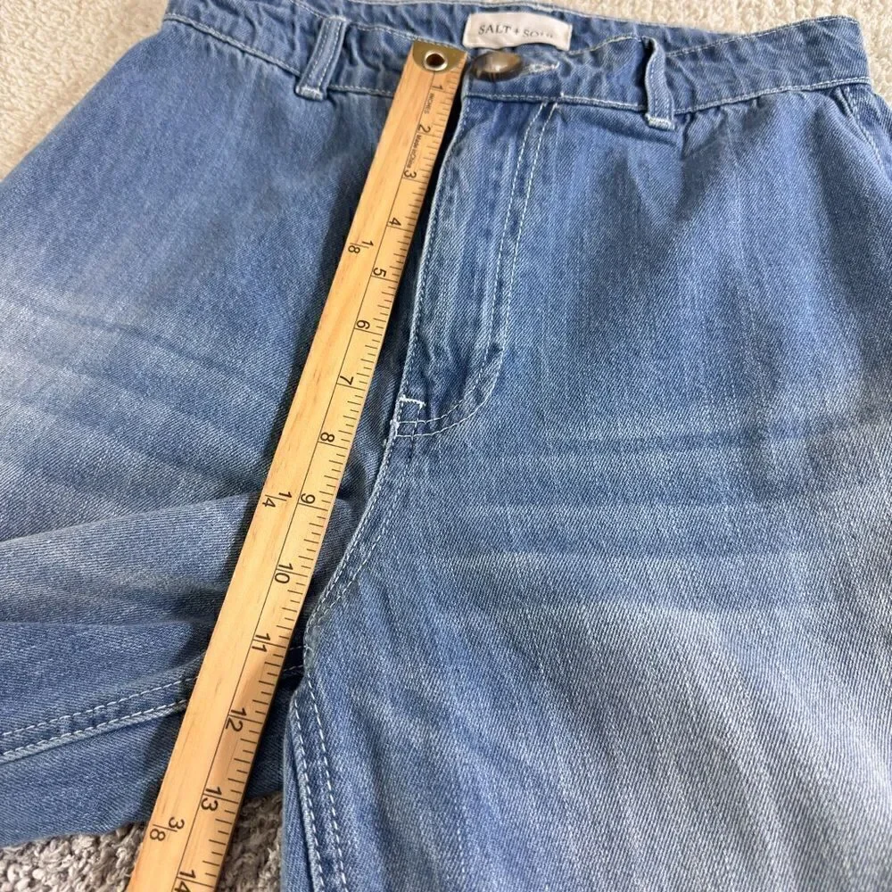 Salt + Soul jeans Womens Size Small High Rise Wide slouchy Leg Blue Cropped Boho